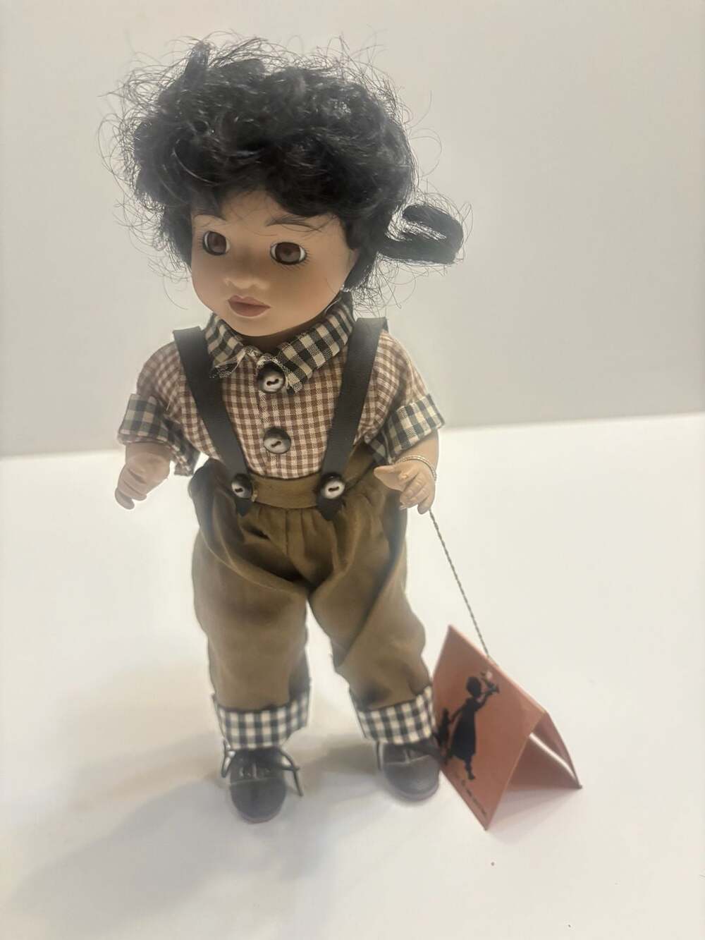 Marian Yu Designs MYD Collectible Porcelain Doll in Gingham Outfit